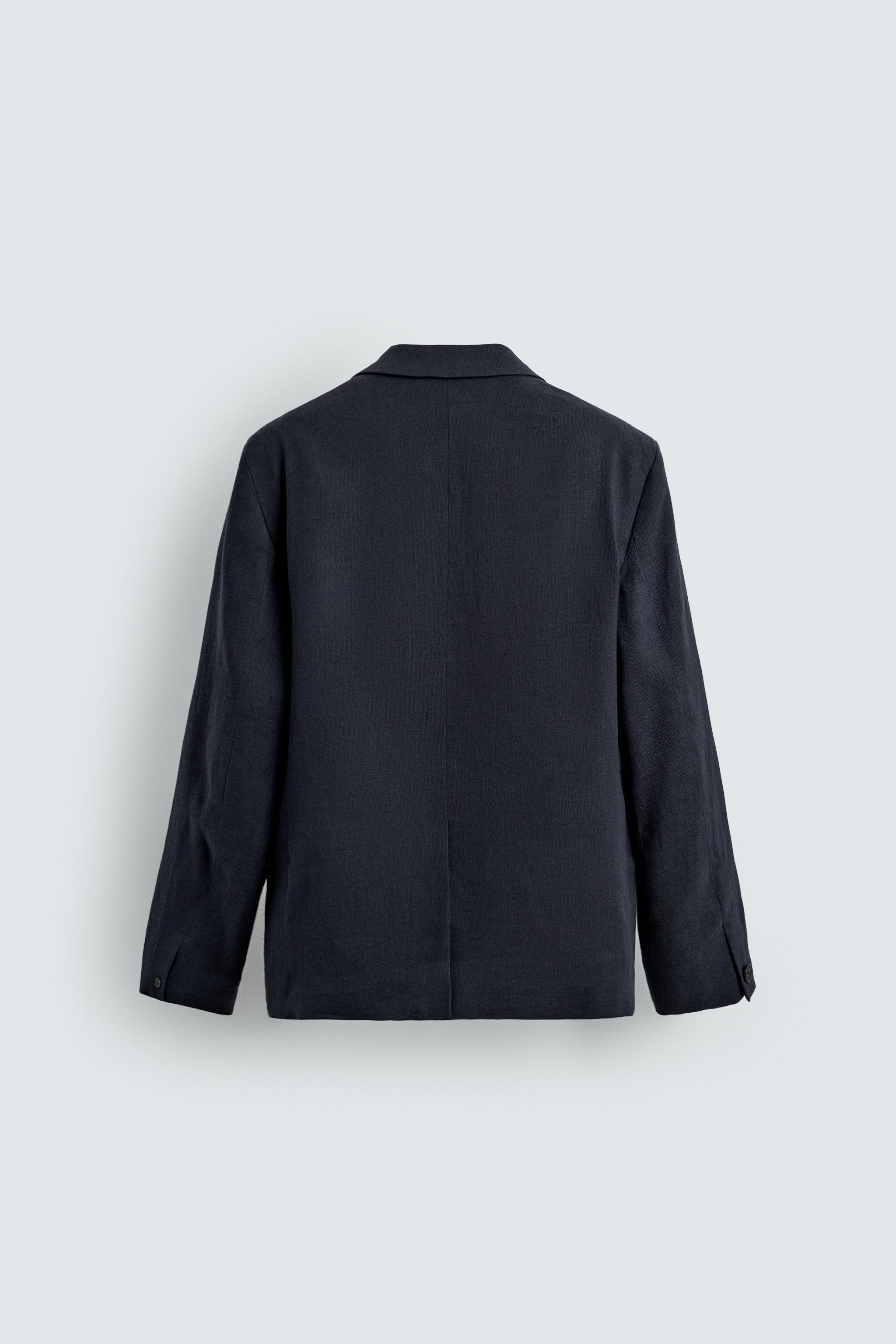 DOUBLE BREASTED LINEN - COTTON SUIT JACKET